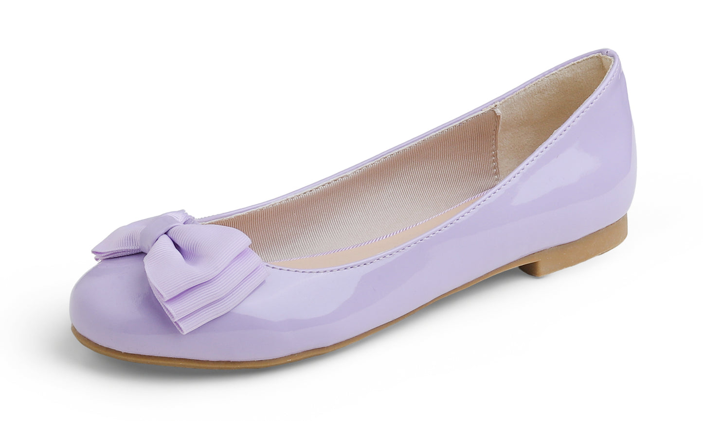 Feversole Women's Round Toe Cute Bow Trim Ballet Flats