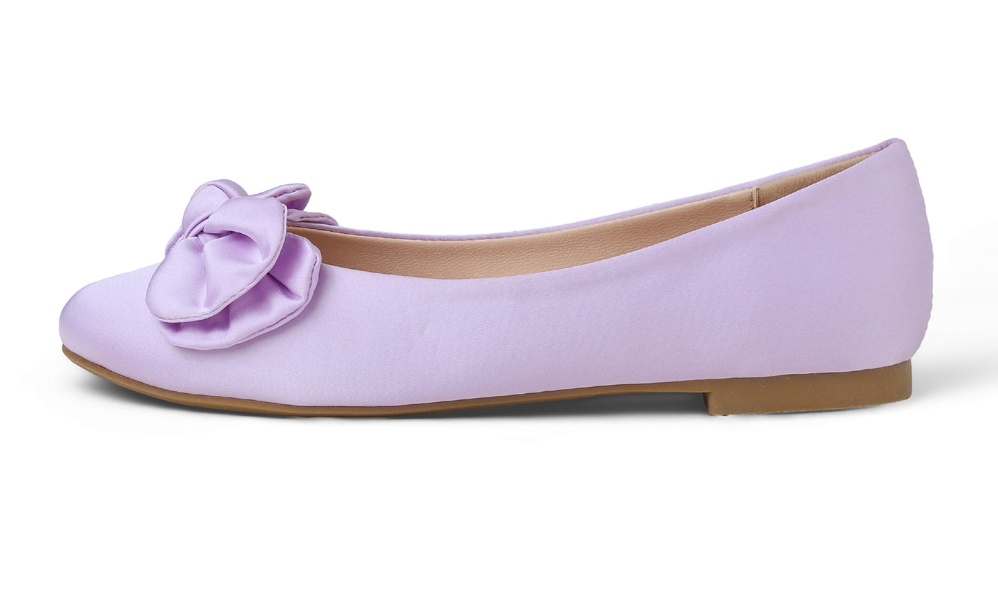 Feversole Women's Round Toe Soft Cute Dress Ballet Flats Satin