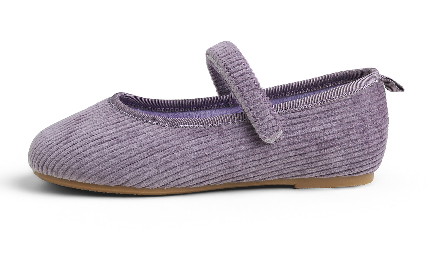 Feversole Girls Cute Dress Mary Jane Shoes Soft Sunday Holiday Ballet Flats Corduroy