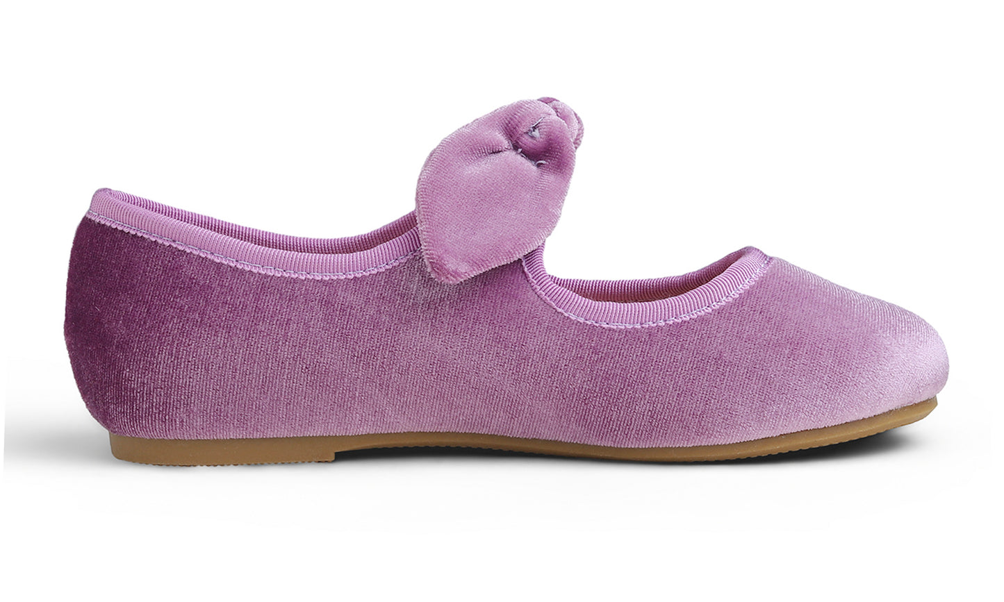 Feversole Girls Cute Dress Mary Jane Shoes Little Kids Casual Buckle Strap Flats Velvet Bow Elastic