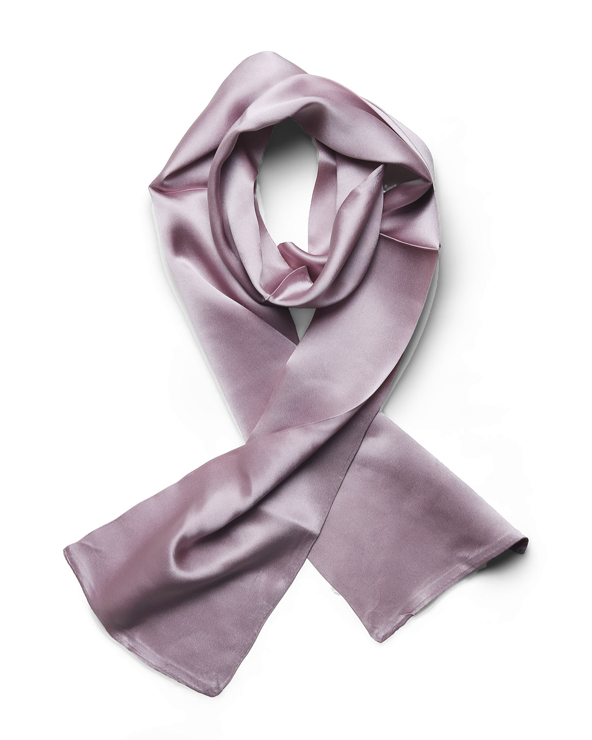 BREEZE NOUTHERLY Women's 100% Pure Mulberry Silk Scarf Double Sided Rectangle Tie Head Neck Waist Strip -17X150 Solid Lilac