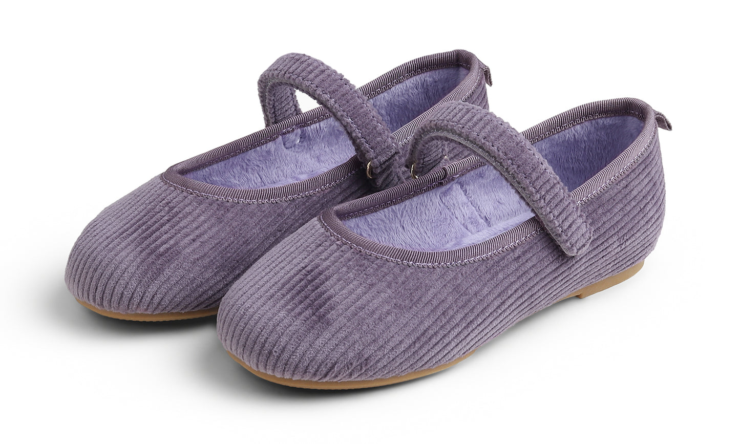 Feversole Girls Cute Dress Mary Jane Shoes Soft Sunday Holiday Ballet Flats Corduroy