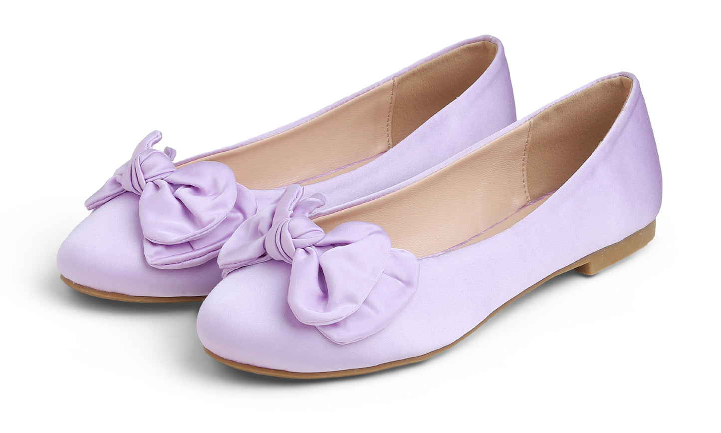 Feversole Women's Round Toe Soft Cute Dress Ballet Flats Satin