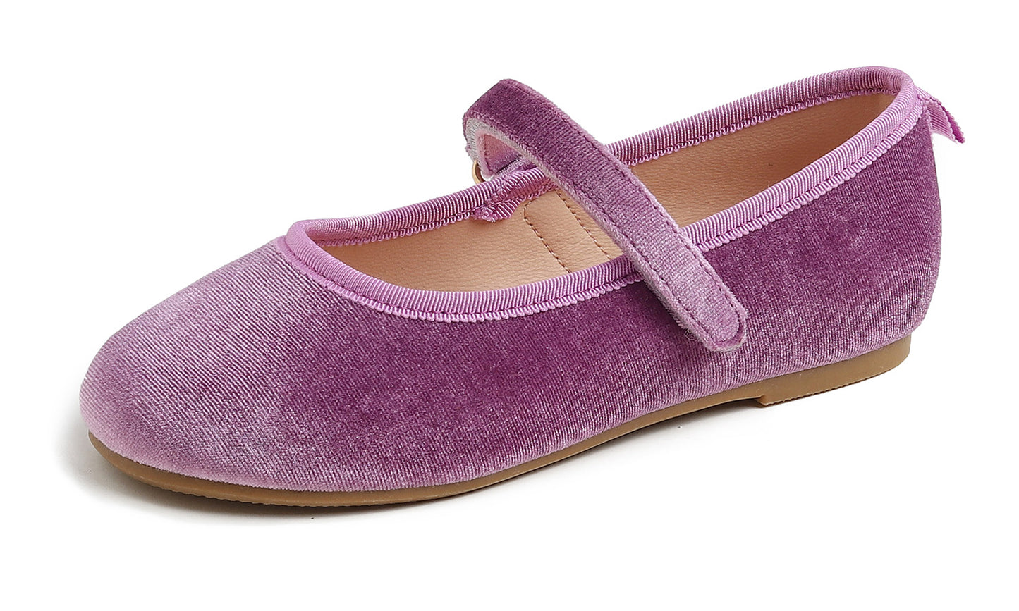 Feversole Girls Cute Dress Mary Jane Shoes Soft Party Holiday Ballet Flats Velvet
