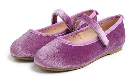 Feversole Girls Cute Dress Mary Jane Shoes Soft Party Holiday Ballet Flats Velvet