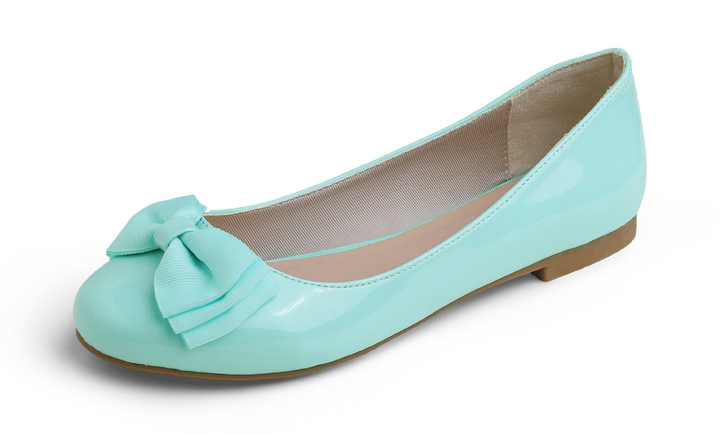 Feversole Women's Round Toe Cute Bow Trim Ballet Flats