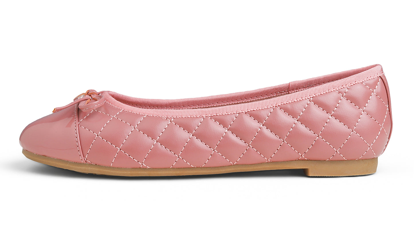 Feversole Women's Bow Tie Fashion Dress Slip On Shoes Round Toe Ballet Flat Quilted Toe Cap