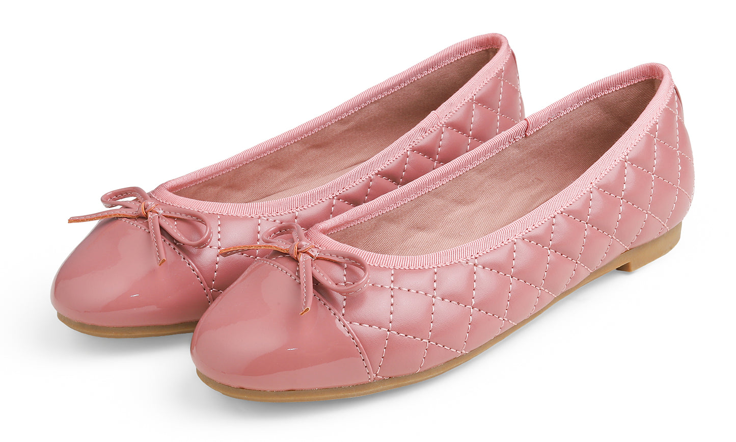 Feversole Women's Bow Tie Fashion Dress Slip On Shoes Round Toe Ballet Flat Quilted Toe Cap