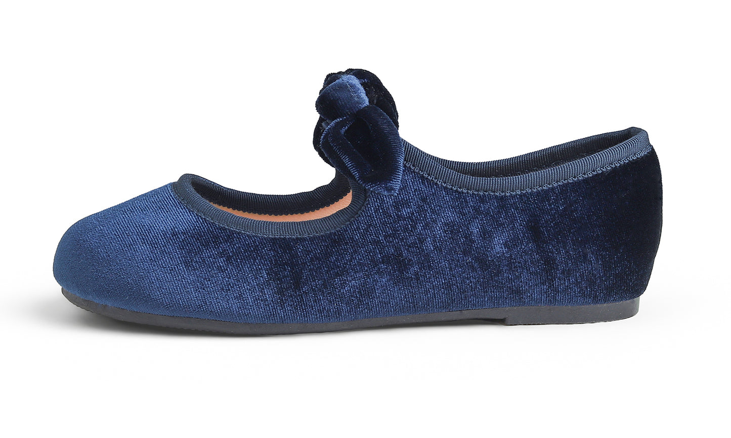 Feversole Girls Cute Dress Mary Jane Shoes Little Kids Casual Buckle Strap Flats Velvet Bow Elastic
