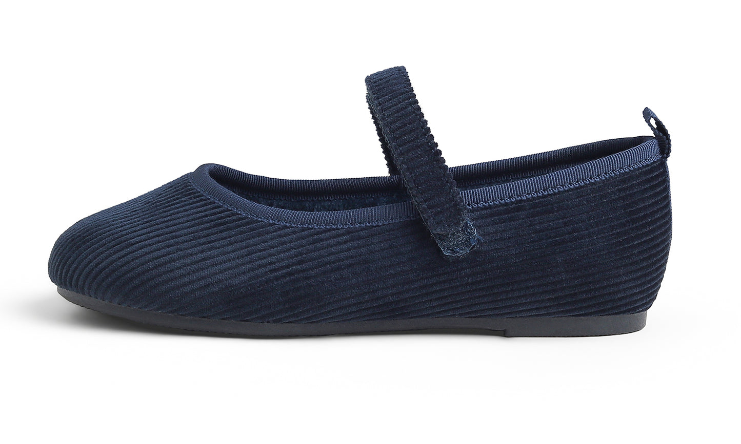 Feversole Girls Cute Dress Mary Jane Shoes Soft Sunday Holiday Ballet Flats Corduroy