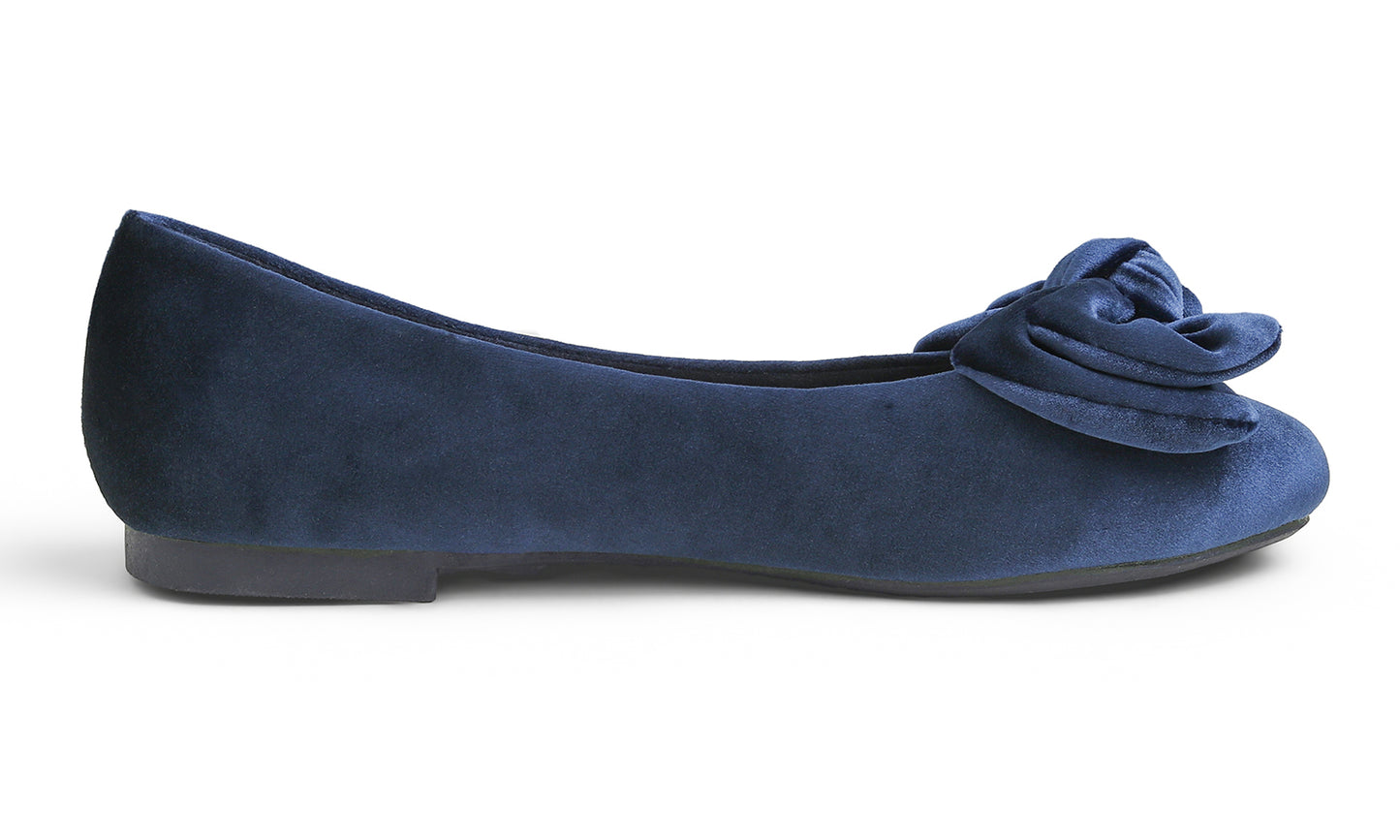 Feversole Women's Round Toe Cute Bow Trim Ballet Flats Velvet Twist Bow