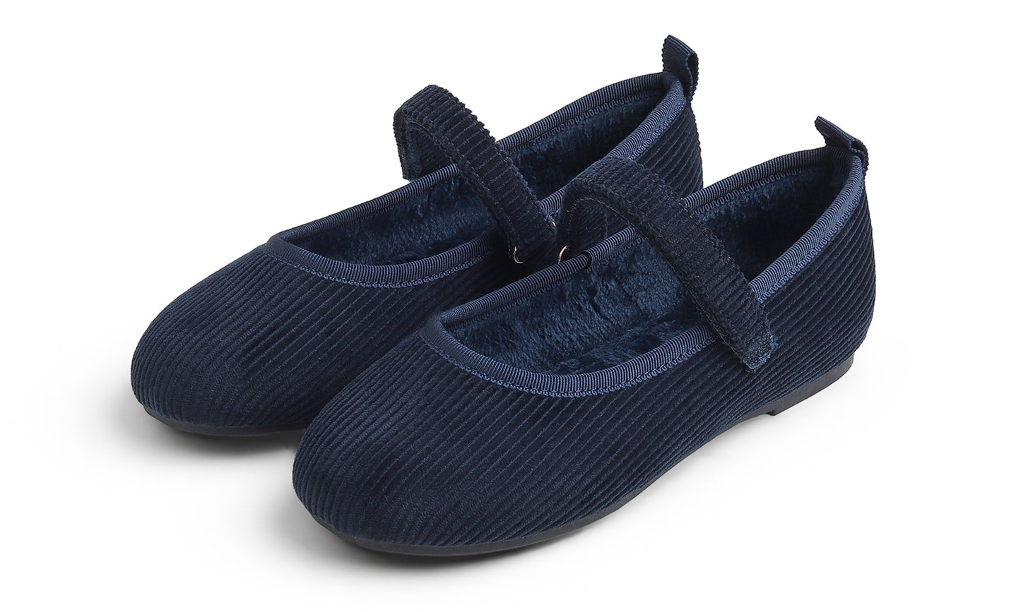 Feversole Girls Cute Dress Mary Jane Shoes Soft Sunday Holiday Ballet Flats Corduroy