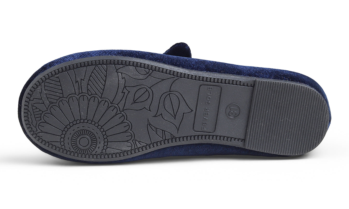 Feversole Girls Cute Dress Mary Jane Shoes Little Kids Casual Buckle Strap Flats Velvet Bow Elastic