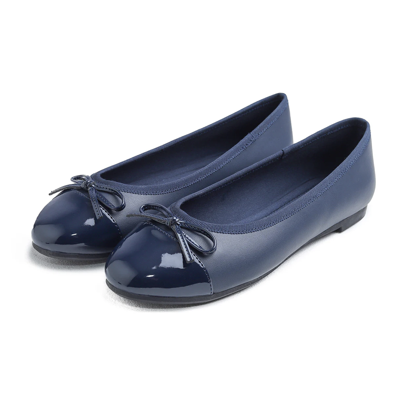 Feversole Women's Bow Tie Fashion Dress Slip On Shoes Round Toe Ballet Flat Patent Toe Cap