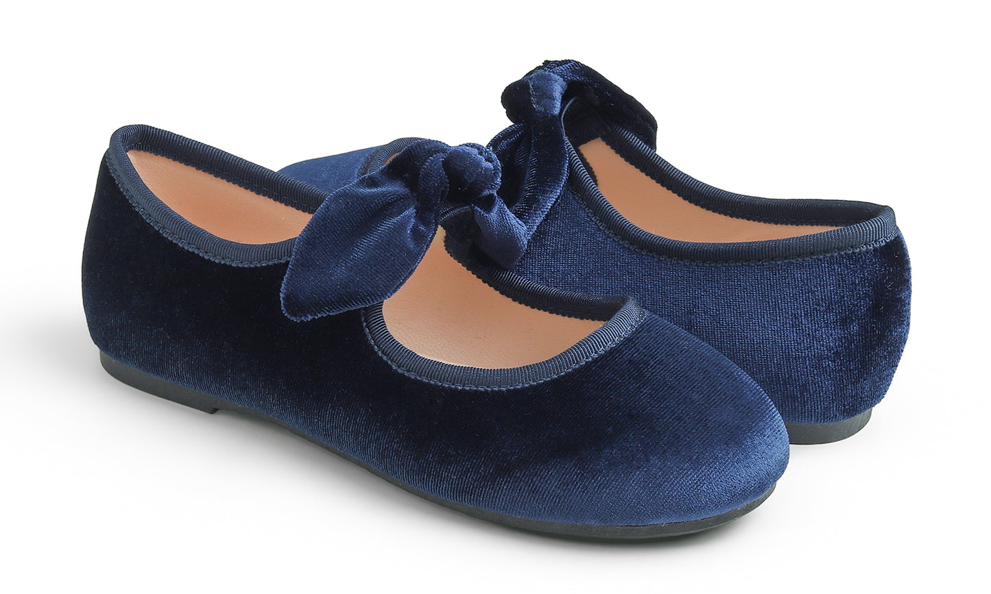 Feversole Girls Cute Dress Mary Jane Shoes Little Kids Casual Buckle Strap Flats Velvet Bow Elastic