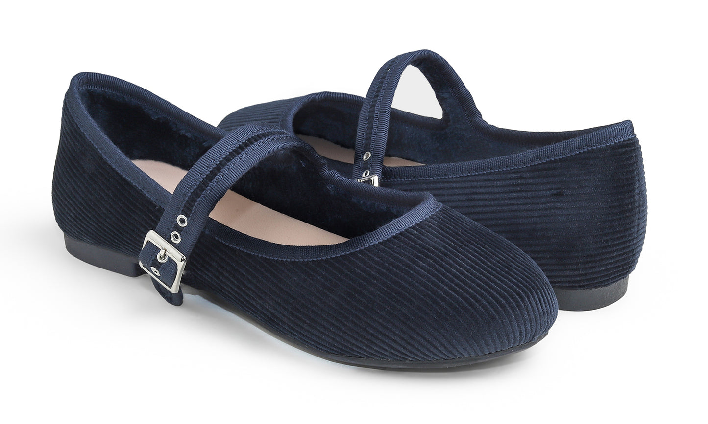 Feversole Women's Soft Cushion Extra Padded Comfort Round Toe Mary Jane Breathable Fabric Fashion Ballet Flats Walking Shoes Corduroy