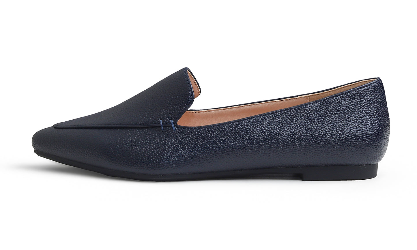 Feversole Women's Loafer Flat Pointed Fashion Slip On Comfort Driving Office Shoes Vegan Grain