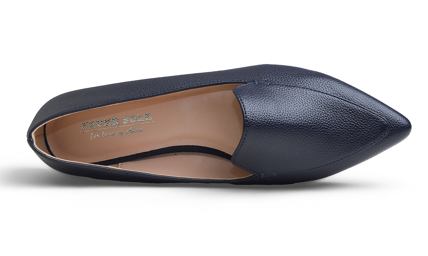 Feversole Women's Loafer Flat Pointed Fashion Slip On Comfort Driving Office Shoes Vegan Grain