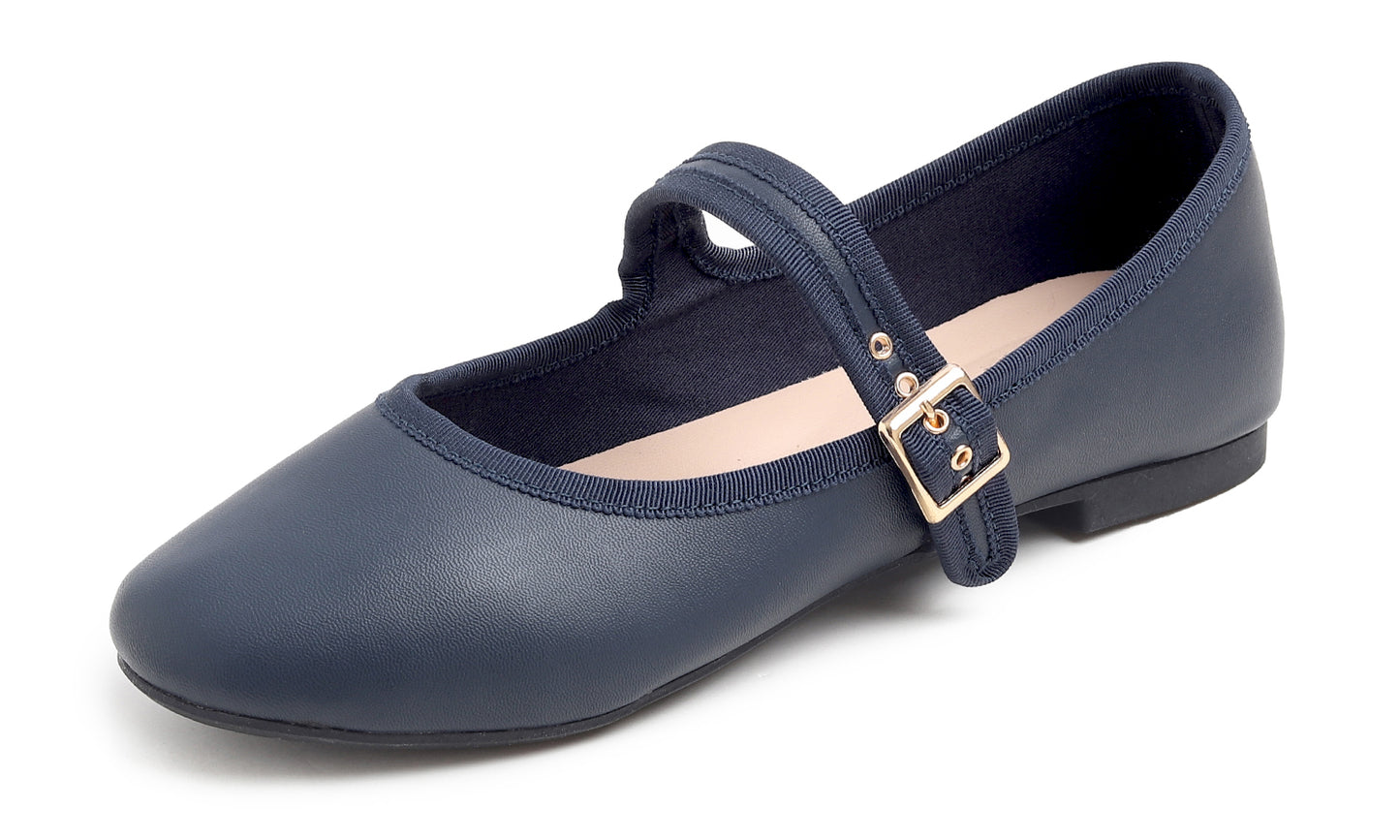 Feversole Women's Soft Cushion Extra Padded Comfort Round Toe Mary Jane Metal Buckle Fashion Ballet Flats Walking Shoes