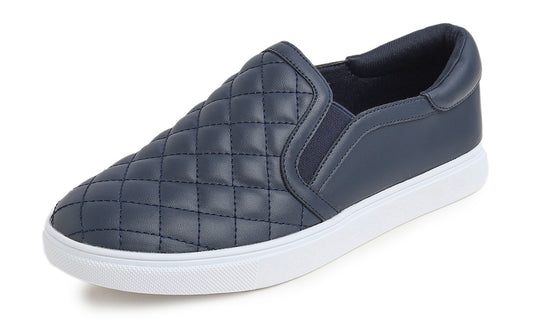 Feversole Women's Casual Slip On Sneaker Comfortable Quilted Loafer Travel Walking Shoes Vegan Leather Quilted