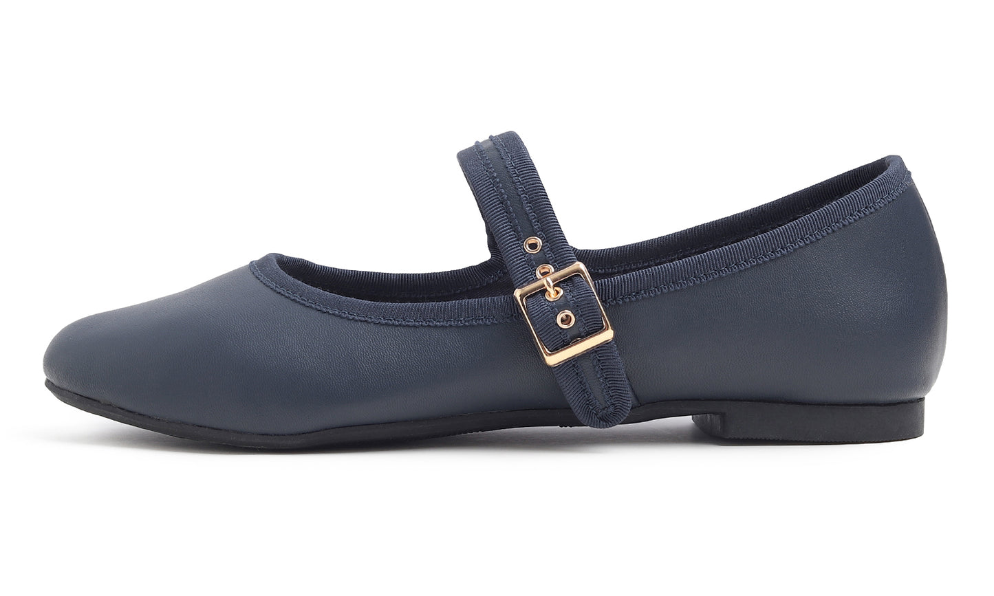 Feversole Women's Soft Cushion Extra Padded Comfort Round Toe Mary Jane Metal Buckle Fashion Ballet Flats Walking Shoes