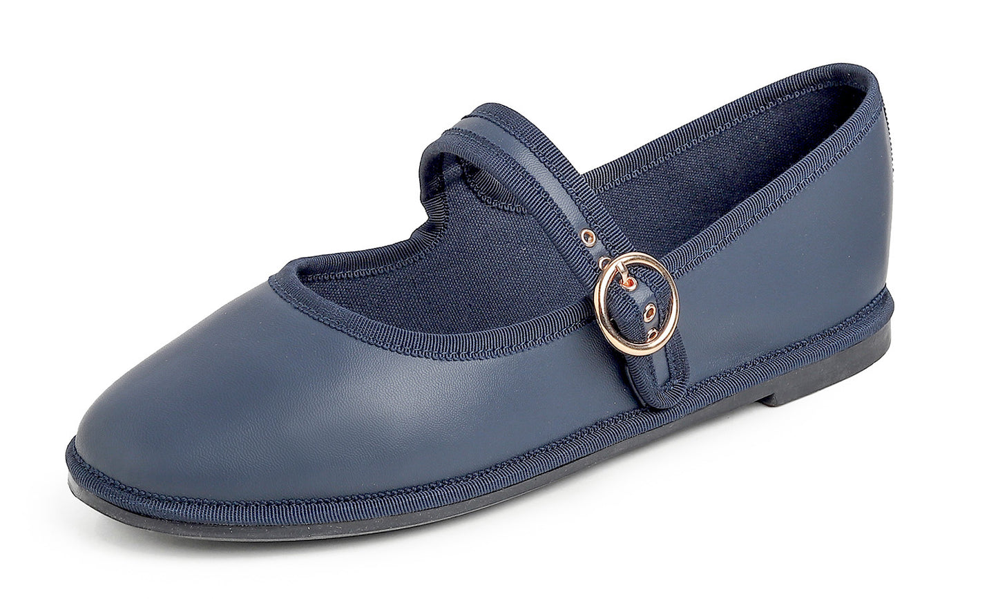 Feversole Women's Soft Classic Mary Jane Memory Foam Cushioned Comfort Round Toe Metal Buckle Flats Walking Shoes