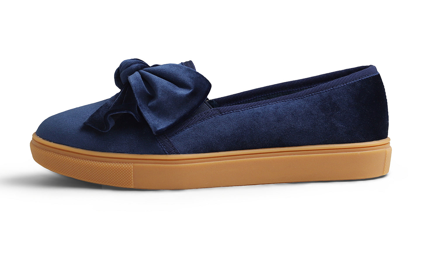 Feversole Women's Casual Slip On Sneaker Fashion Bow Tie Loafer Flats Velvet Fur Lined