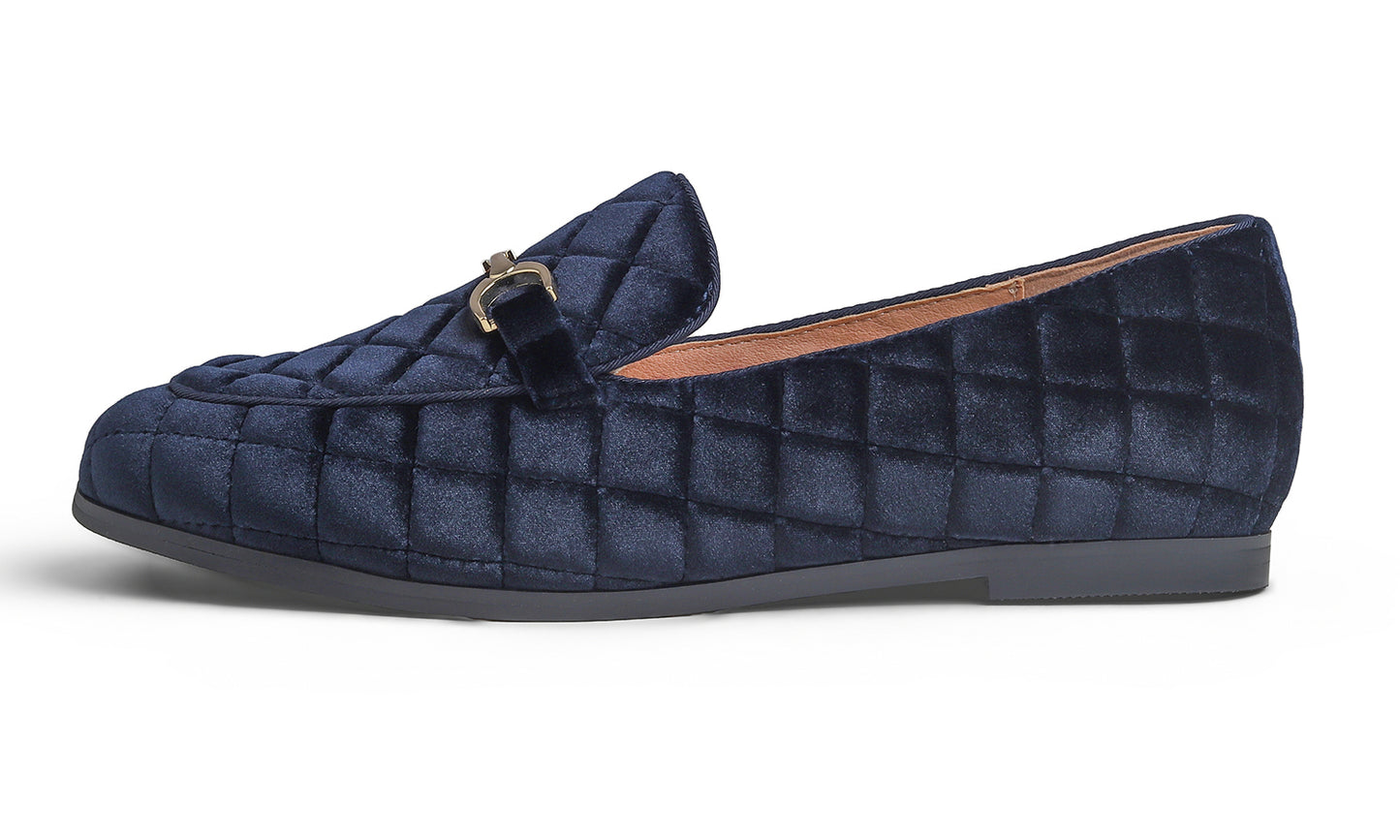 Feversole Women's Fashion Comfortable Penny Loafer Buckle Dressy Shoes Velvet Quilted