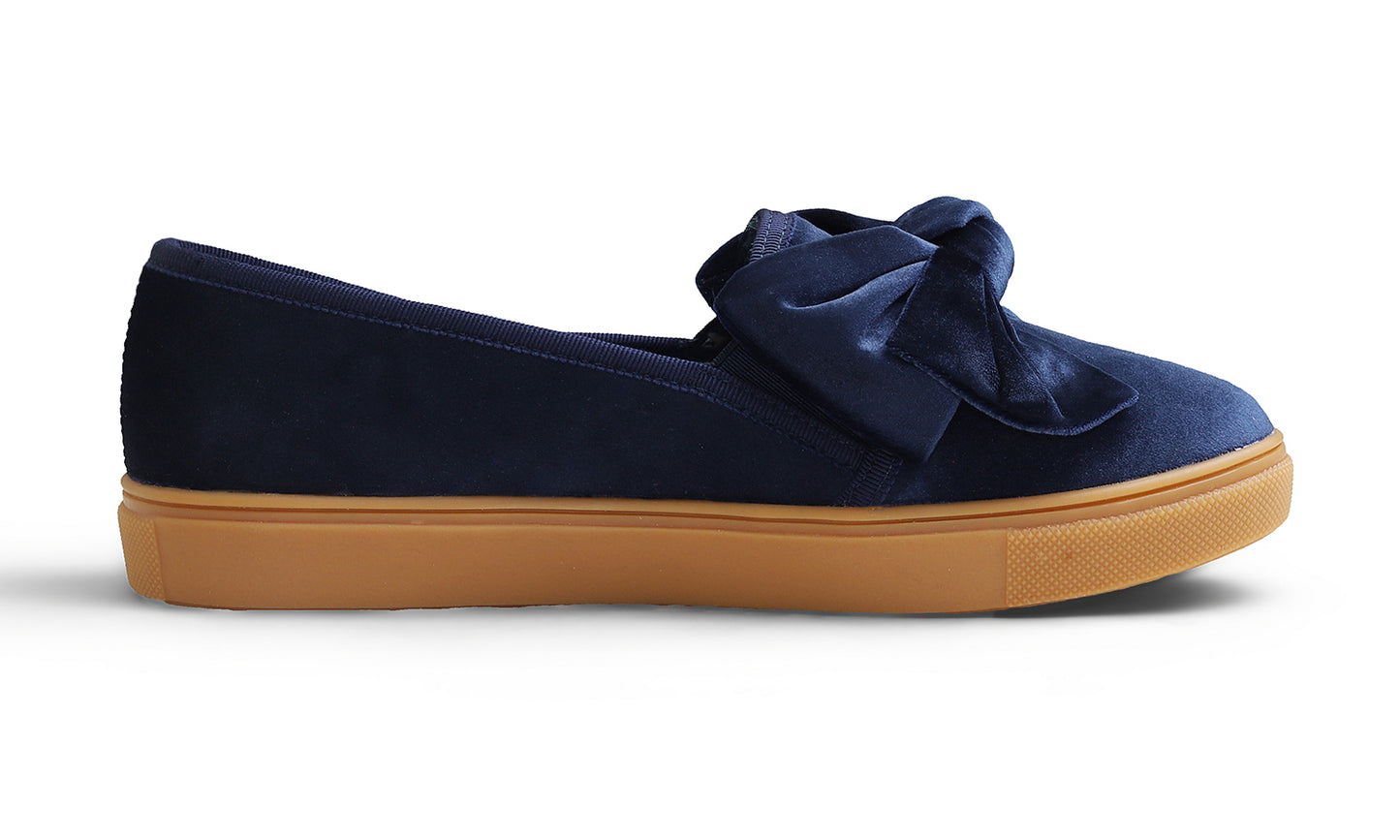 Feversole Women's Casual Slip On Sneaker Fashion Bow Tie Loafer Flats Velvet Fur Lined