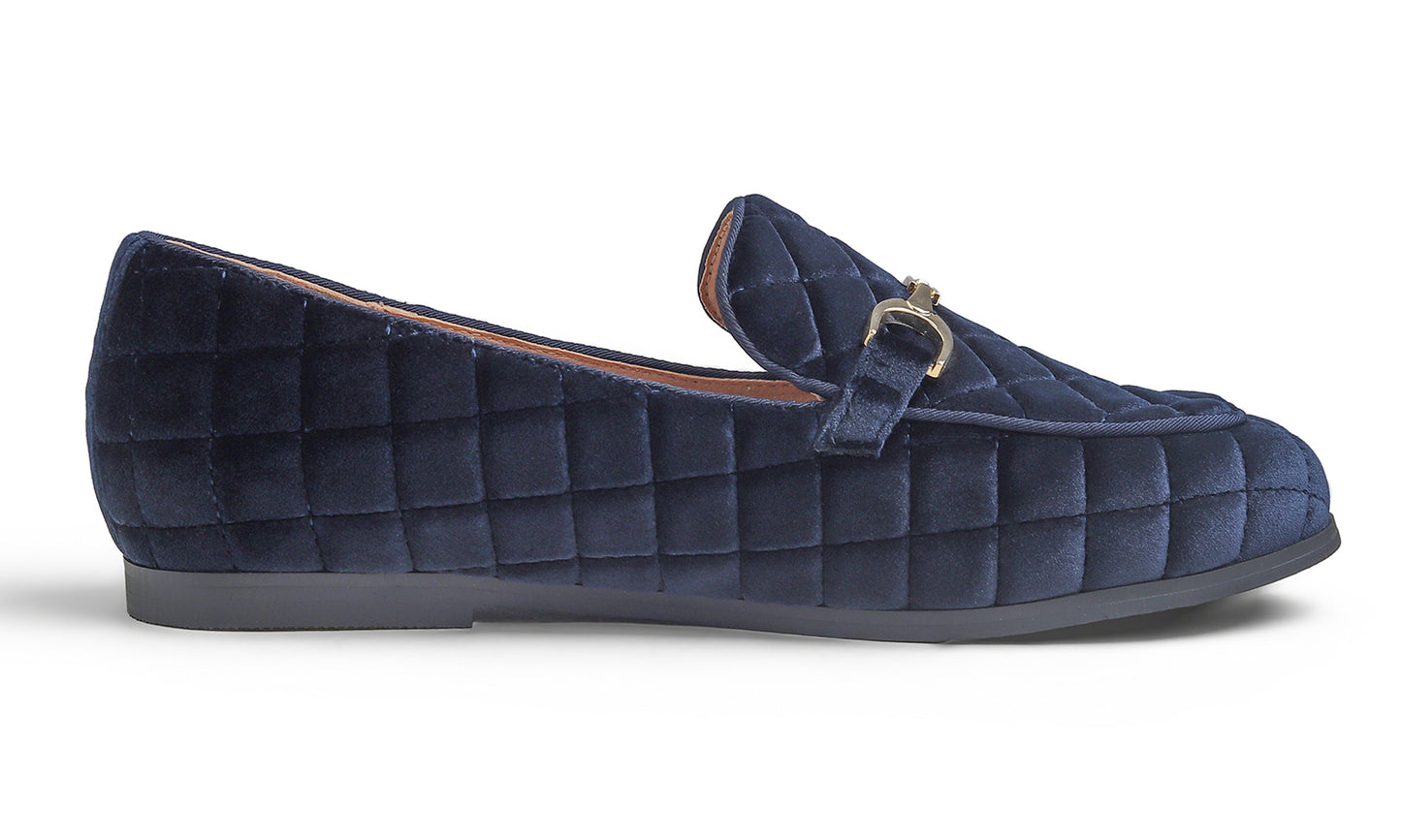 Feversole Women's Fashion Comfortable Penny Loafer Buckle Dressy Shoes Velvet Quilted
