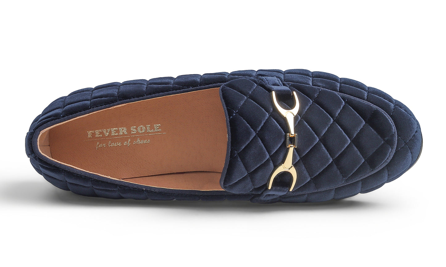 Feversole Women's Fashion Comfortable Penny Loafer Buckle Dressy Shoes Velvet Quilted