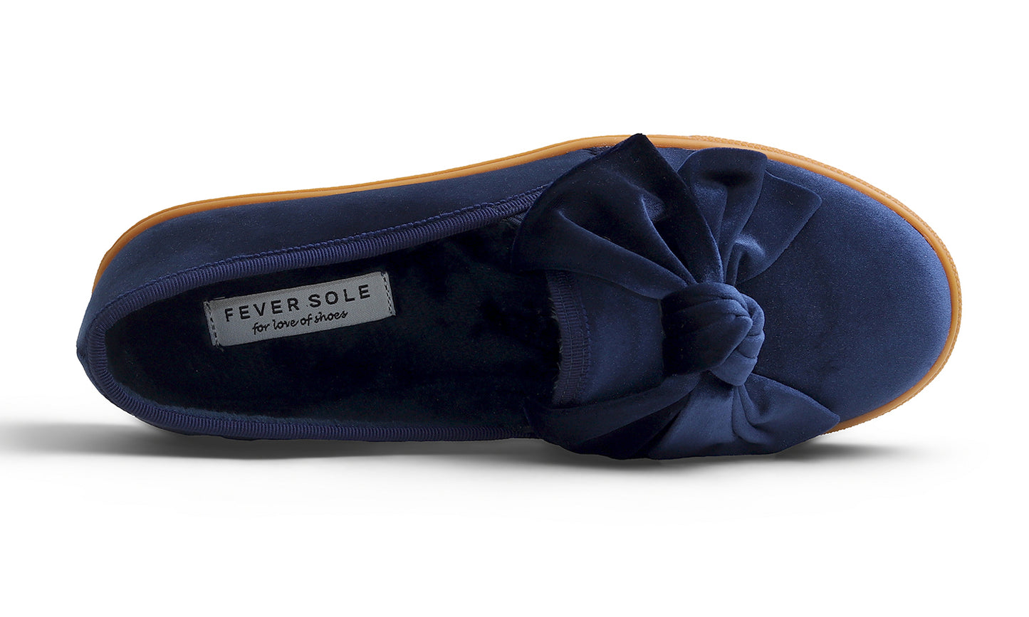 Feversole Women's Casual Slip On Sneaker Fashion Bow Tie Loafer Flats Velvet Fur Lined