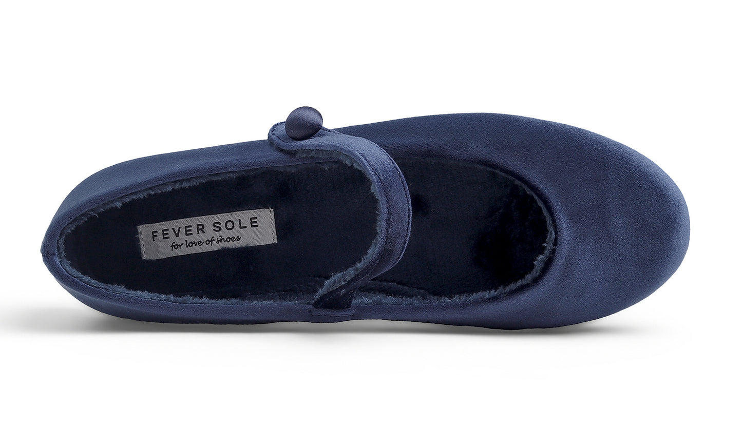 Feversole Women's Mary Jane Fashion Round Toe Easy Buckle Slip On Flats Velvet Fur Lined