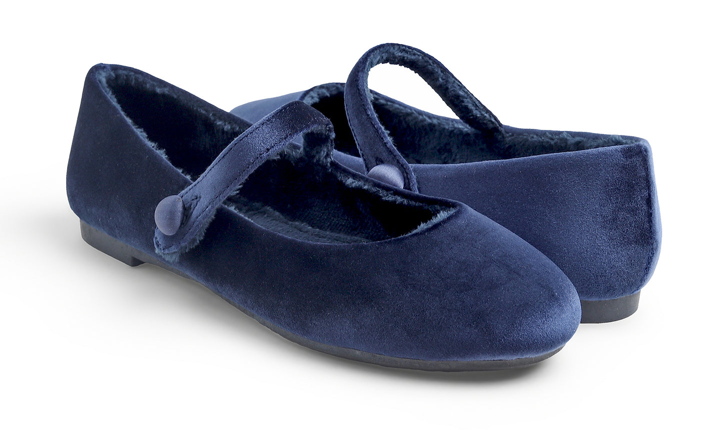 Feversole Women's Mary Jane Fashion Round Toe Easy Buckle Slip On Flats Velvet Fur Lined