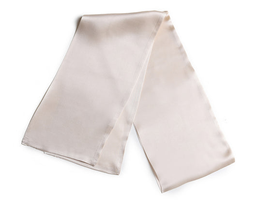 BREEZE NOUTHERLY Women's 100% Pure Mulberry Silk Scarf Double Sided Rectangle Tie Head Neck Waist Strip -17X150 Solid Nude