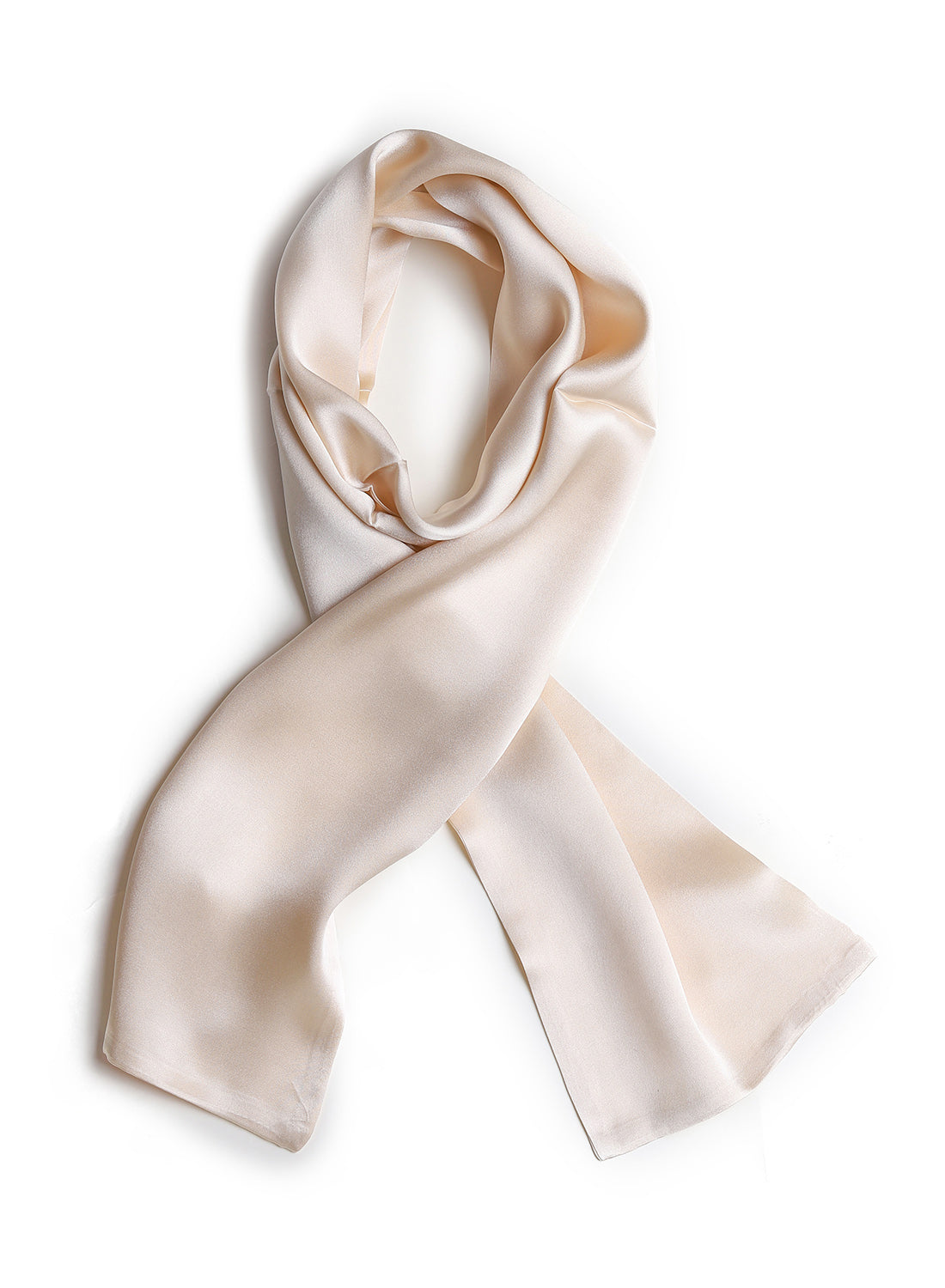 BREEZE NOUTHERLY Women's 100% Pure Mulberry Silk Scarf Double Sided Rectangle Tie Head Neck Waist Strip -17X150 Solid Nude