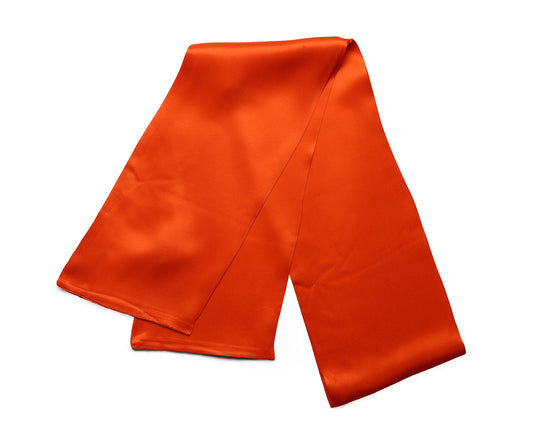 BREEZE NOUTHERLY Women's 100% Pure Mulberry Silk Scarf Double Sided Rectangle Tie Head Neck Waist Strip -17X150 Solid Orange