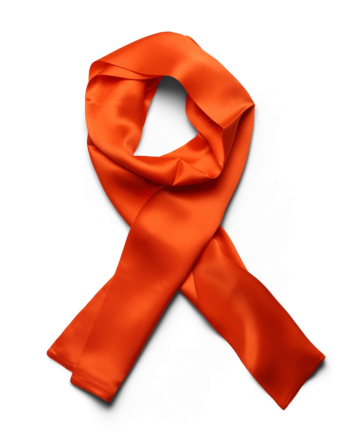 BREEZE NOUTHERLY Women's 100% Pure Mulberry Silk Scarf Double Sided Rectangle Tie Head Neck Waist Strip -17X150 Solid Orange