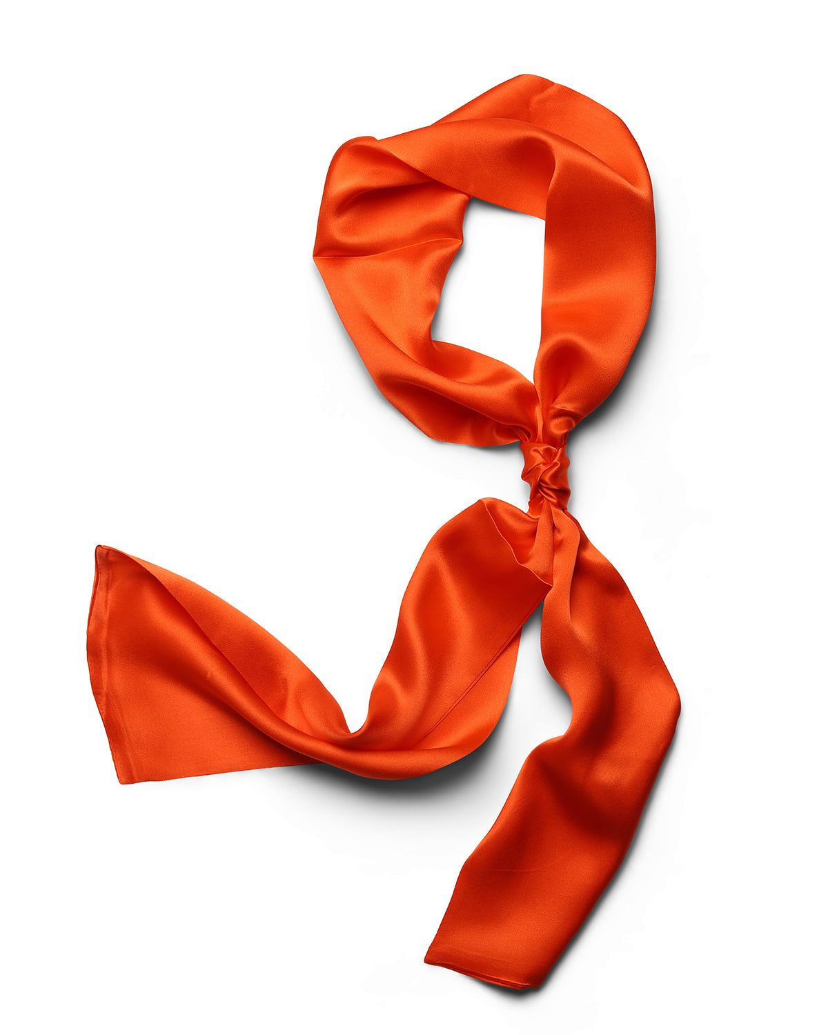 BREEZE NOUTHERLY Women's 100% Pure Mulberry Silk Scarf Double Sided Rectangle Tie Head Neck Waist Strip -17X150 Solid Orange