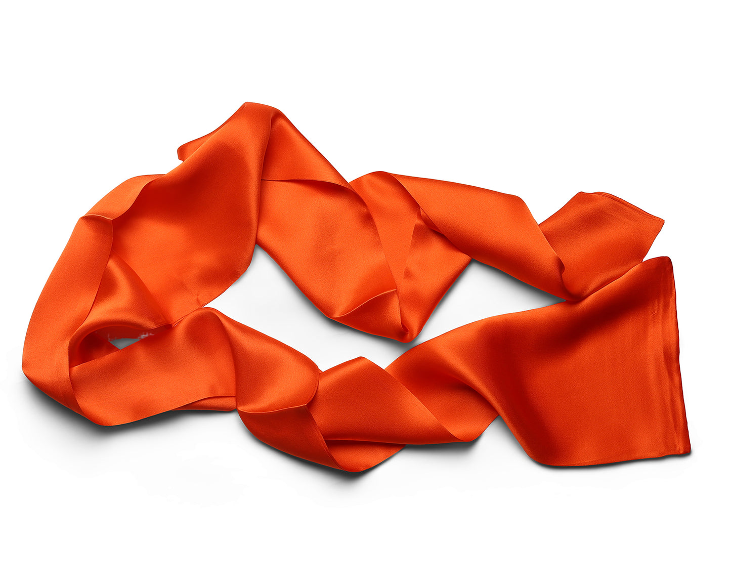 BREEZE NOUTHERLY Women's 100% Pure Mulberry Silk Scarf Double Sided Rectangle Tie Head Neck Waist Strip -17X150 Solid Orange