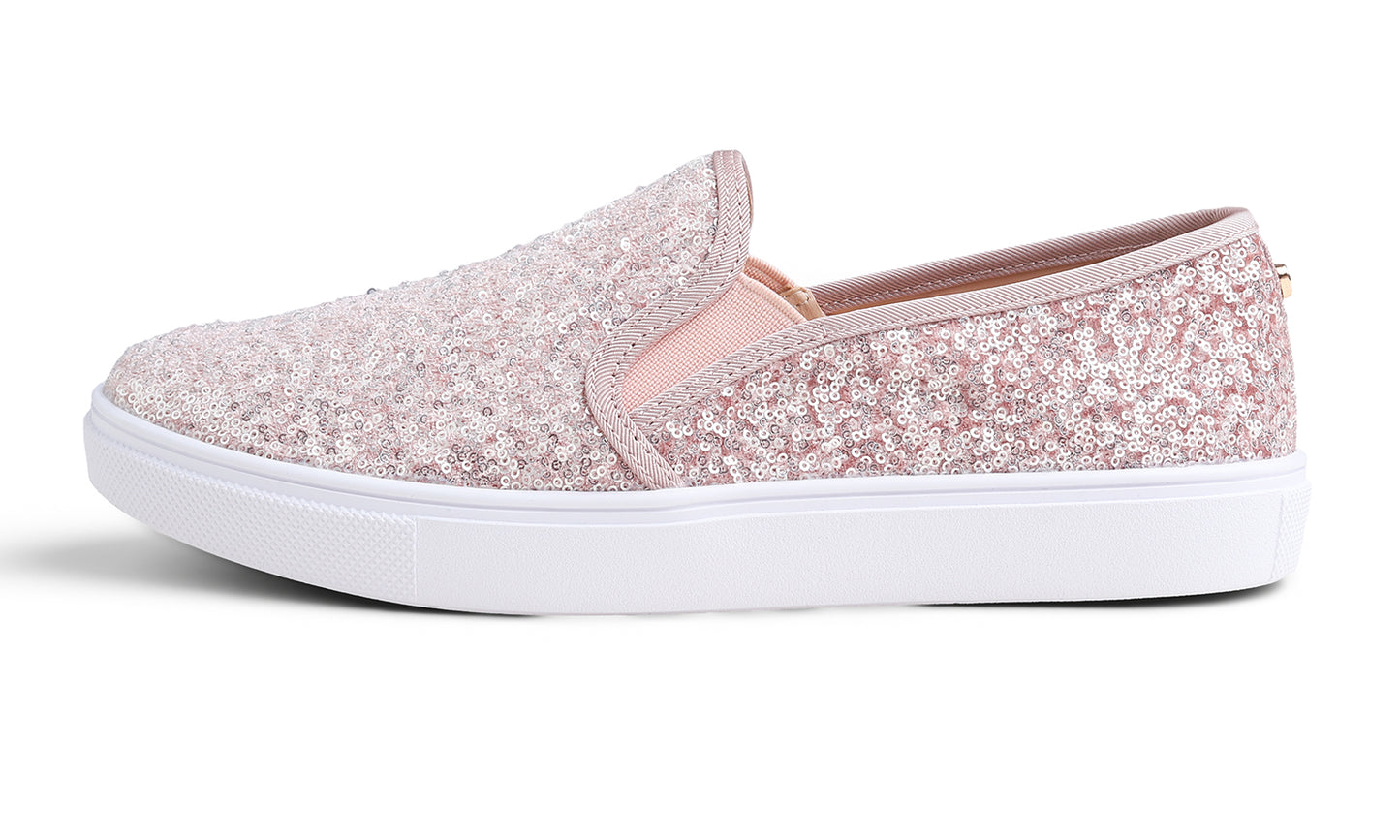 Feversole Women's Fashion Sparkle Sequin Embellished Sneaker Party Holiday Casual Shoes Mini Sequin