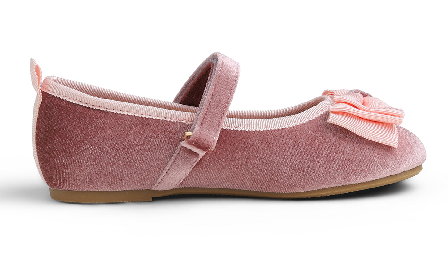 Feversole Girls Cute Dress Mary Jane Shoes Bow Tie Sunday Holiday Ballet Flats Velvet With Tri Bow