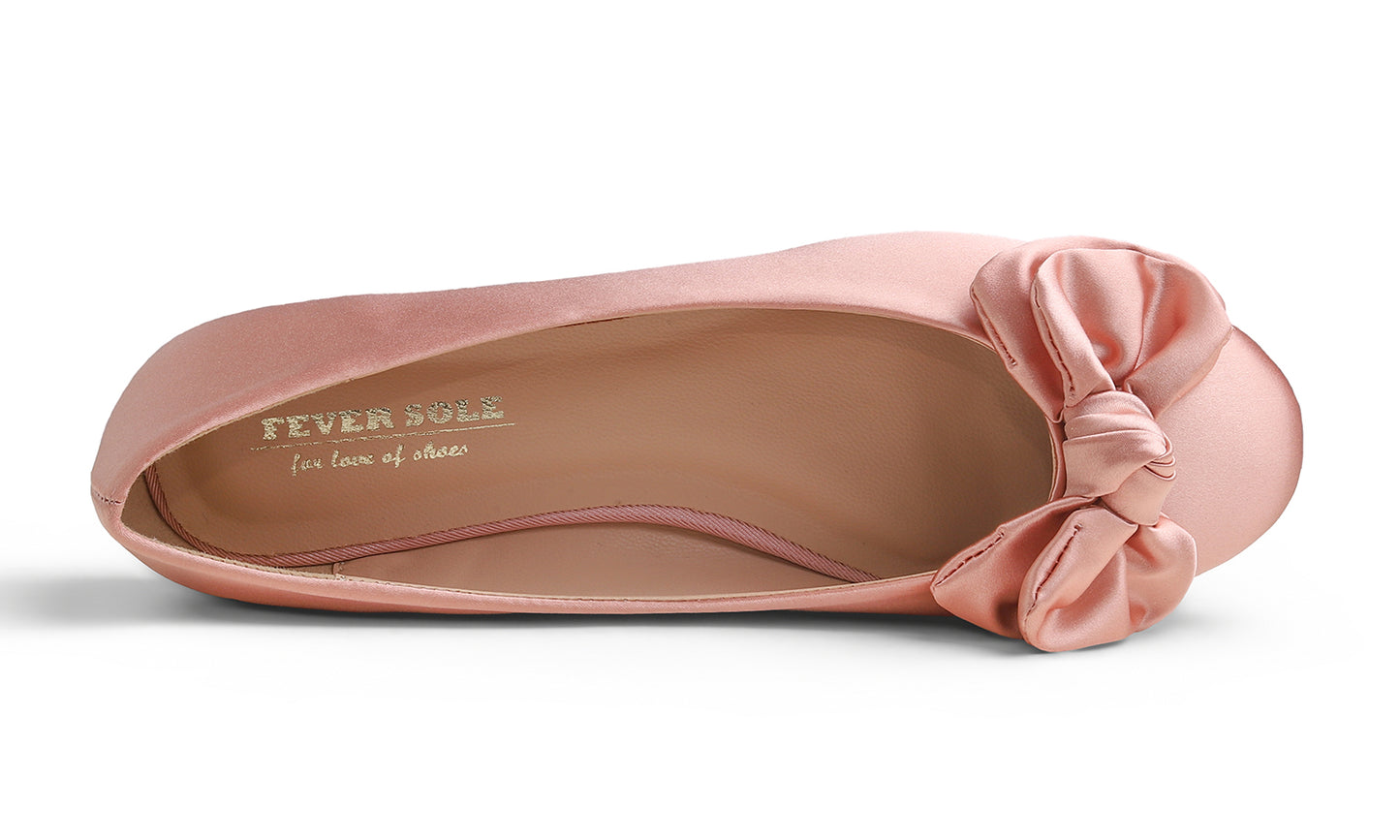 Feversole Women's Round Toe Soft Cute Dress Ballet Flats Satin