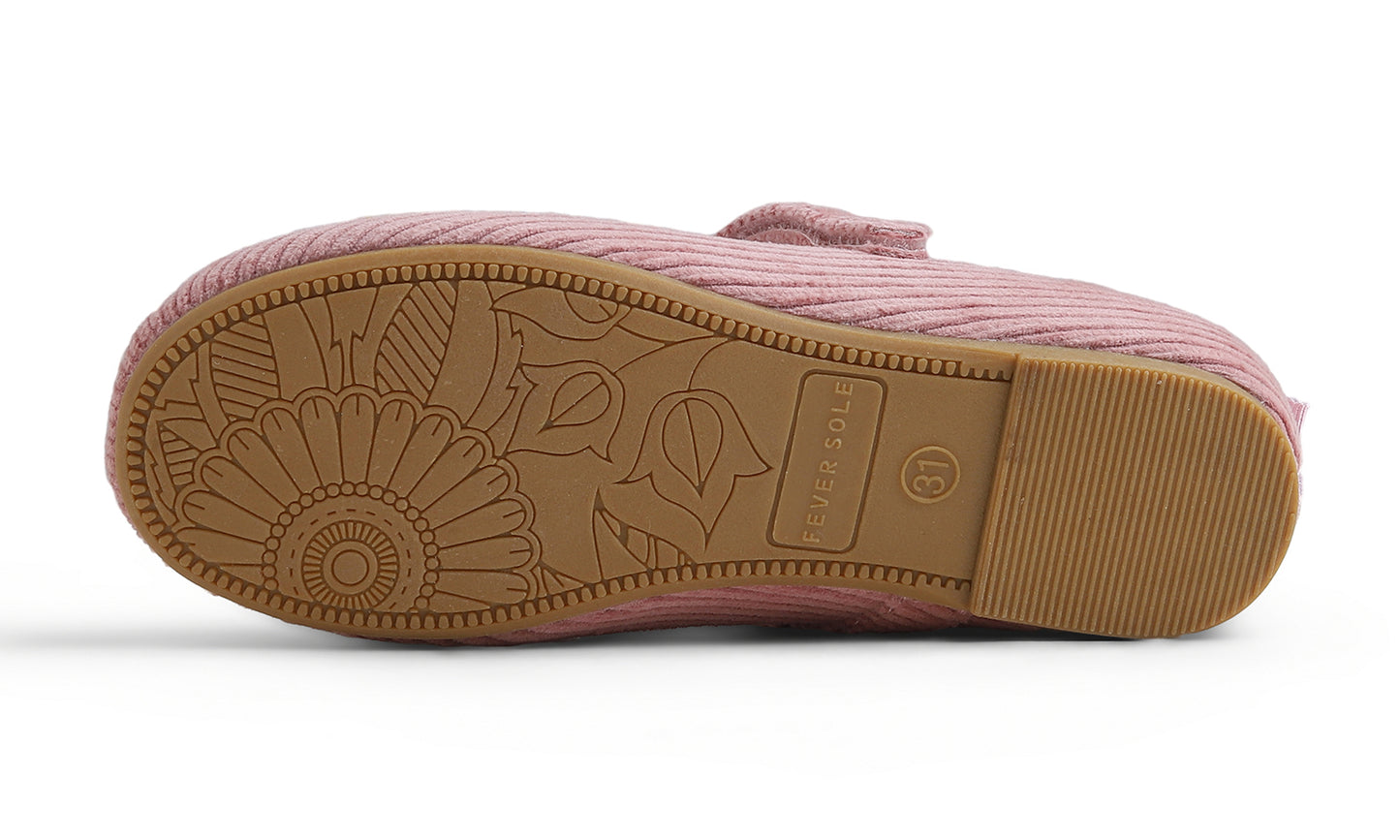 Feversole Girls Cute Dress Mary Jane Shoes Soft Sunday Holiday Ballet Flats Corduroy
