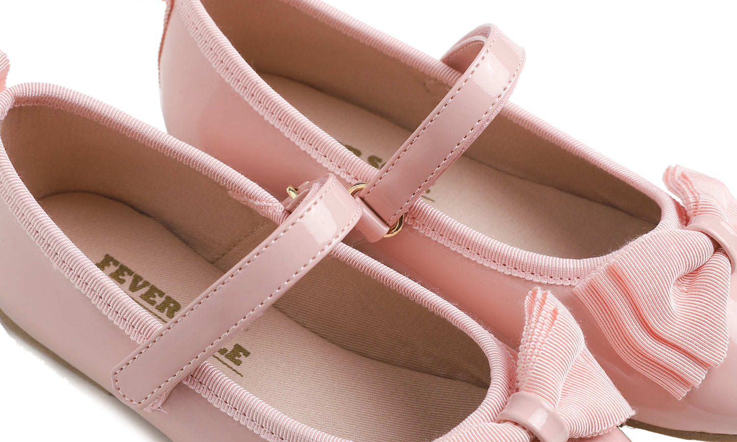 Feversole Girls Cute Dress Mary Jane Shoes Soft Party Holiday Ballet Bow Tie Patent Vegan Leather