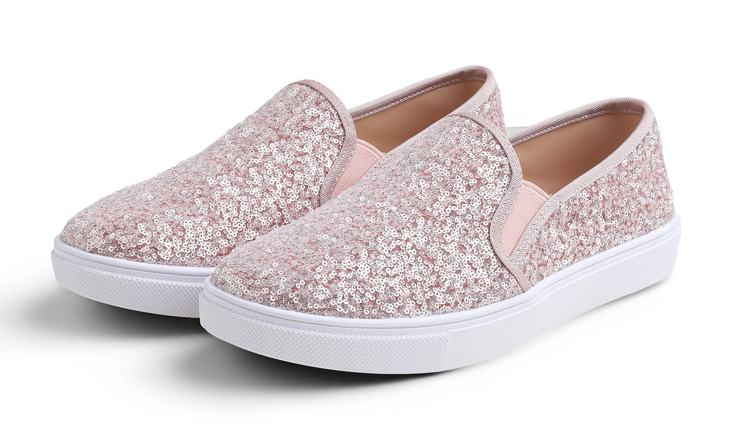 Feversole Women's Fashion Sparkle Sequin Embellished Sneaker Party Holiday Casual Shoes Mini Sequin