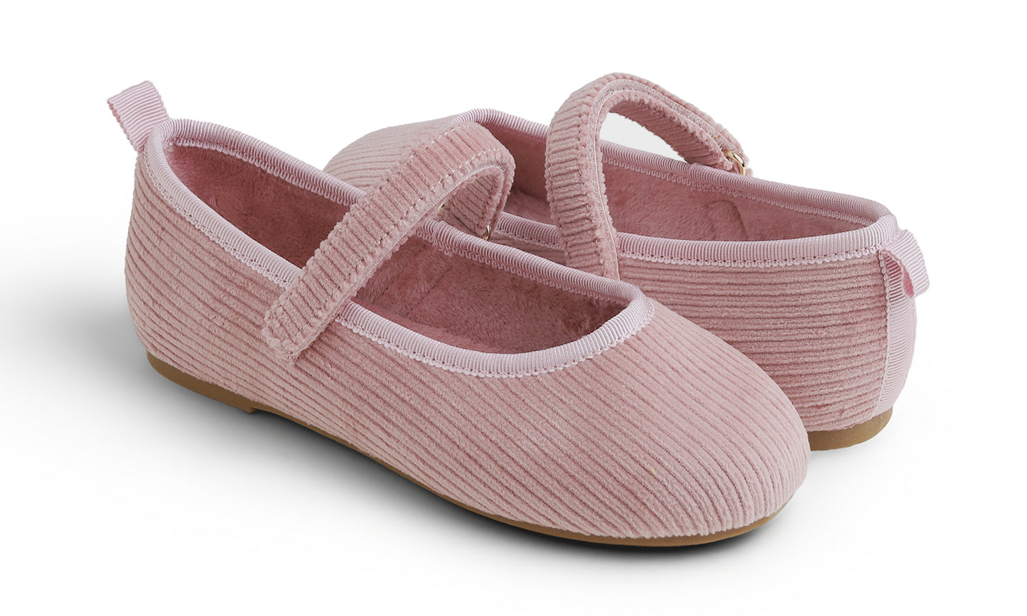 Feversole Girls Cute Dress Mary Jane Shoes Soft Sunday Holiday Ballet Flats Corduroy