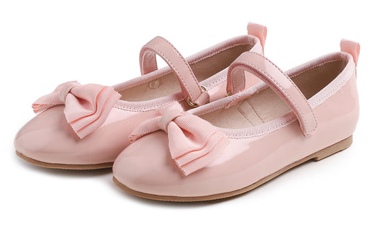 Feversole Girls Cute Dress Mary Jane Shoes Soft Party Holiday Ballet Bow Tie Patent Vegan Leather