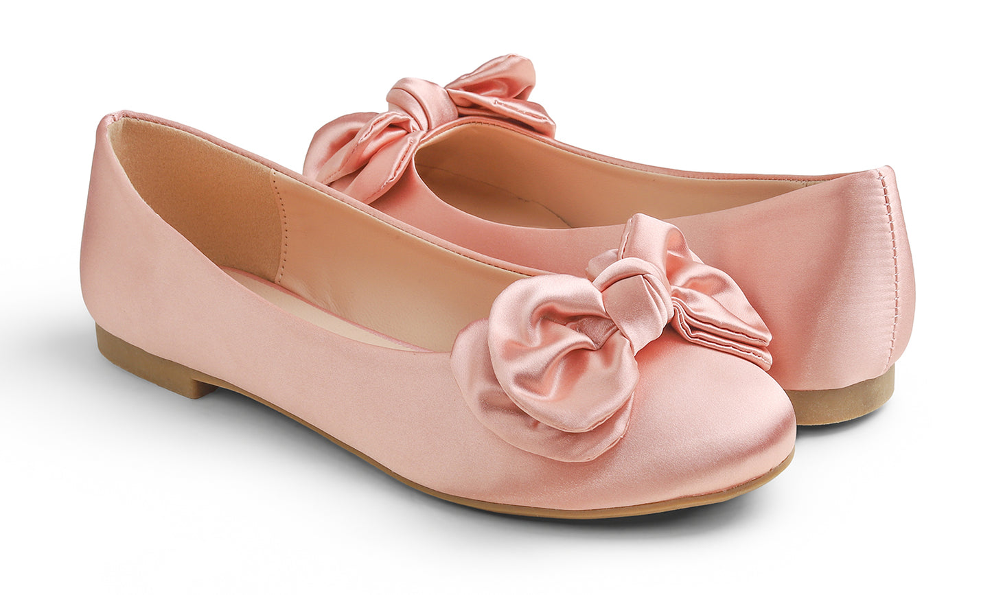 Feversole Women's Round Toe Soft Cute Dress Ballet Flats Satin