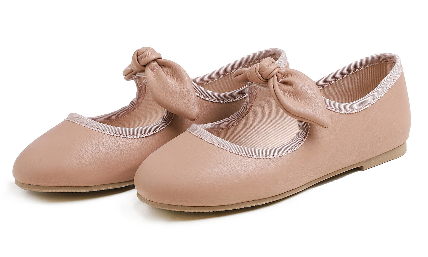 Feversole Girls Cute Dress Mary Jane Shoes Little Kids Casual Buckle Strap Flats Vegan Leather Bow Elastic